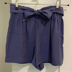 BCBG High Waist Tie Belt Paperbag Shorts, Vintage Blue, Size S